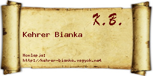 Kehrer Bianka névjegykártya